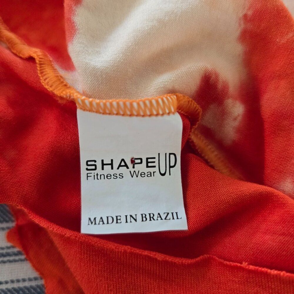Shape Up Fitness Wear Tie Dye Orange Red Shark-Bite Back Tank Top Womens Sz M/L - Picture 7 of 8